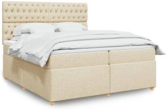 vidaXL Boxspringbett mit Matratze Creme 200x200 cm Stoff 3293699