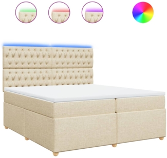vidaXL Boxspringbett mit Matratze Creme 200x200 cm Stoff 3293699