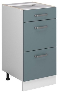 Vicco Küchenunterschrank R-Line, Blau-Grau/Weiß, 40 cm mit Schubladen, ohne Arbeitsplatte