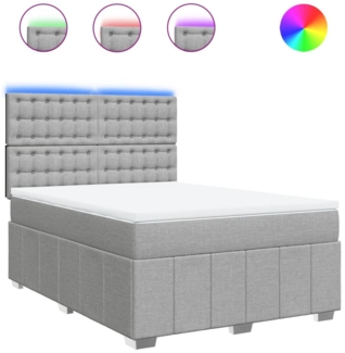 vidaXL Boxspringbett mit Matratze Hellgrau 140x200 cm Stoff 3294005