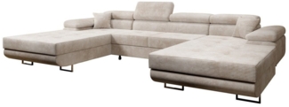 Luxusbetten24 Schlafsofa Designer Sofa Calvera U in Cord, mit Stauraum und Schlaffunktion
