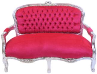 Casa Padrino Barock Kinder Sitzbank Pink / Silber Antik Stil Kinder Sofa