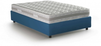 Dmora Alvise Doppelbett, Bettkasten mit Stoffbezug, 100 % Made in Italy, Öffnung vorne, inklusive Matratze 120 x 190 cm, Blau