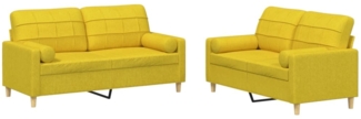 vidaXL 2-tlg. Sofagarnitur mit Kissen Hellgelb Stoff 3201295