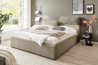 Polsterbett Malindi mit höhenverstellbarer Kopfteilfunktion 140x200 Stoff Raven beige