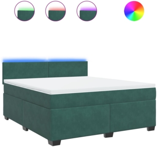 vidaXL Boxspringbett mit Matratze Dunkelgrün 180x200 cm Samt 3288675