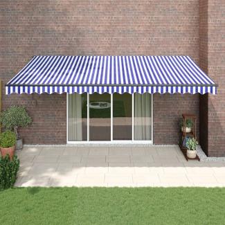 vidaXL Markise Einziehbar Blau und Weiß 5x3 m Stoff und Aluminium 3154450