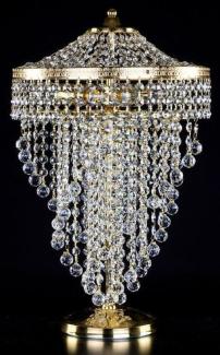 Casa Padrino Luxus Barock Kristall Tischleuchte Gold Ø 30 x H. 50 cm - Prunkvolle Schreibtischleuchte mit Böhmischem Kristallglas - Barock Kristall Leuchten