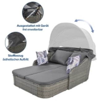 ComfortXL Gartenlounge Set M1832, Holzwerkstoff, Grau, 133 x 126 x 203 cm