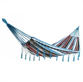 Detex Hängematte, 2 Personen XXL 150cm breit 300kg belastbar Boho-Style Makramee Blau