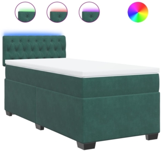 vidaXL Boxspringbett mit Matratze Dunkelgrün 80x200 cm Samt 3288471