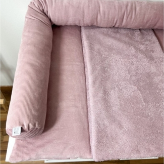 LittleANTunique Nestchenschlange Wickeltischumrandung I Bettschlange Cord rosa I Babybettumrandung, kuschelig weich, Schutz vor harten Kanten oder Gitterstäben