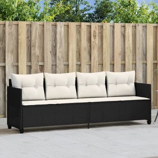 vidaXL Sonnenliege mit Kissen Schwarz Poly Rattan 368326