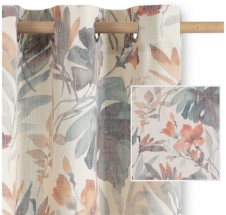 Restilo Gardine Gardine Ösen Vorhang Viskose Microfaser Blumen Muster (1 St), Ösen, Microfaser mit Viskose