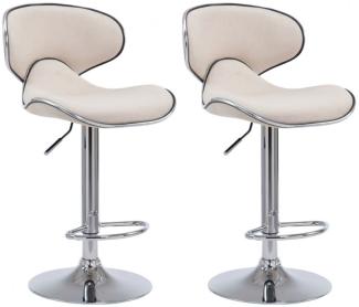 2er Set Barhocker Las Vegas V2 Stoff chrom, creme