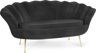 WFL GROUP Sofa Muschel, Samt 2-Sitzer Couch mit Golden oder Silber Metallbeinen