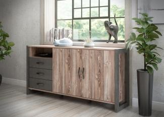 FORTE Note Sideboard, Holzwerkstoff, Grau/Braun, 189,6 x 93,4 x 43,1 cm