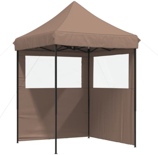 vidaXL Pop-Up Partyzelt, faltbar, mit 2 Seitenteilen, Stahl / PE, Braun, 306 x 200 x 200 cm