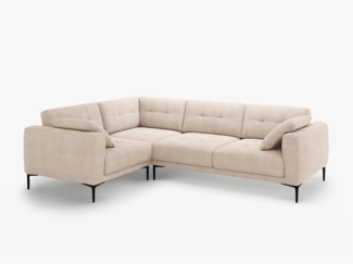 Micadoni Ecksofa Bemy 4-Sitzer Links Strukturierter Stoff Sand