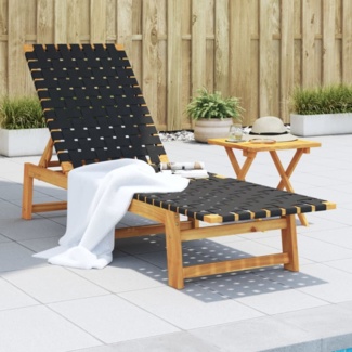 vidaXL Sonnenliege Schwarz Massivholz Akazie und Stoff 366507