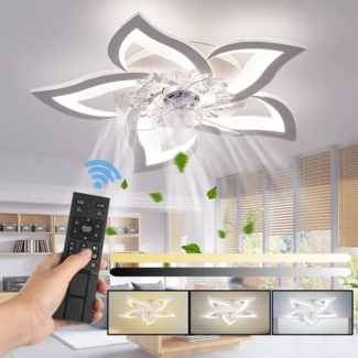 LETGOSPT Deckenleuchte Leise Deckenventilator mit Beleuchtung, 60W LED Deckenleuchte 5000LM, LED fest integriert, Kaltweiß, Naturweiß, Warmweiß, LED Deckenbeleuchtung mit Ventilator,5 Lichter Design Deckenventilator