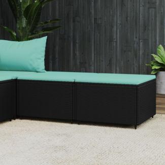 vidaXL Gartenhocker mit Kissen 2 Stk. Schwarz Poly Rattan 319805