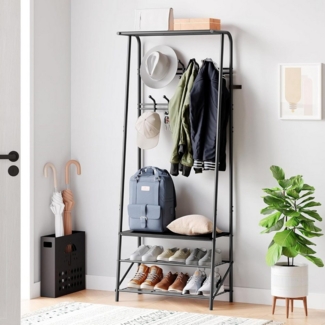 GarveeMore Garderobenständer Garderobenständer Kleiderständer mit Schuhbank,4-in-1 Design Garderobe