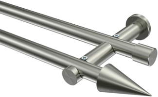 Gardinenstangen-Set Platon Savio 480 cm (geteilt in 3x160 cm), 2-läufig (ohne Ringe), 20 mm Ø Edelstahl-Optik