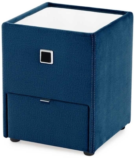 Nachttisch Lukas / Lancy , Stoff , Blau , 43 x 53 x 45 cm