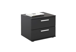 CARO-Möbel Nachttisch Maxima Nachtschrank Nachtkommode Konsole mit 2 Schubladen in schwarz