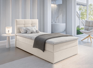 AX LIVING Boxbett Merea Boxspringbett Grau mit Bettkasten 90x200 cm