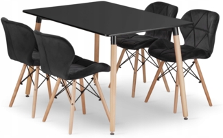 Valora YURO Rechteckiges Tischset Schwarz MDF Buchenholz x4