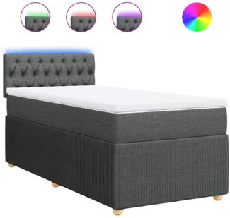 vidaXL Boxspringbett mit Matratze Dunkelgrau 90x200 cm Stoff 3289647