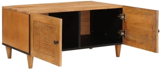 Couchtisch, Sofatisch mit Tür Hellbraun 80 x 50 x 40 cm Massivholz Akazie