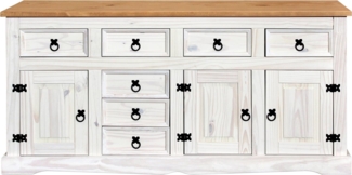 Sideboard, 3 Türen, 7 Schubladen - Natur, Weiß - 174 x 44 x 84 cm