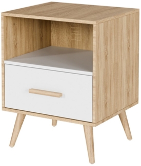 Mondeer Nachtkommode Nachttisch (1 St), mit 1 Schublade und 1 offenem Fach, mit Massivholzfüßen