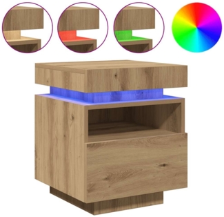 Nachttisch Nachtschrank mit LED-Leuchten Artisan-Eiche 40x39x48,5 cm