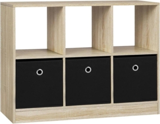Woltu Bücherregal, mit 3 Schubladen aus Vliesstoff Regal mit 6 Fächern