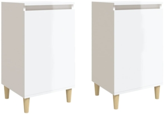 2er-Set Nachttische, Nachtschränke Hochglanz-Weiß 40x35x70 cm Holzwerkstoff