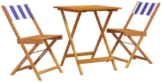 vidaXL 3-tlg. Bistro-Set Blau und Weiß Stoff und Massivholz 3281765