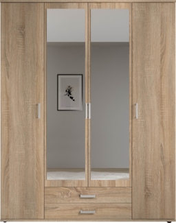 Kleiderschrank >Karl< in Eiche Sonoma - 159x196x54cm (BxHxT)