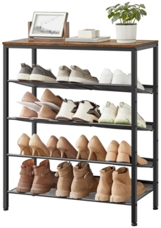 VASAGLE Schuhregal Schuhablage, platzsparend für Eingangsbereich Flur, Metall, 3/5/6 Ebenen, große Oberfläche, stahl verstellbare Gitterablagen