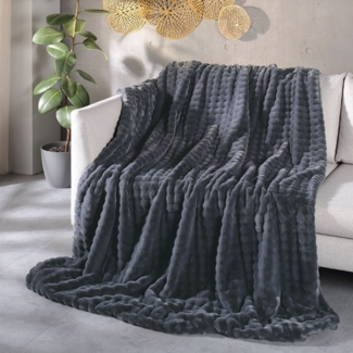 Sympathica Kuscheldecke Wohndecke 150x200 cm Fluffy Blanket uni anthrazit grau