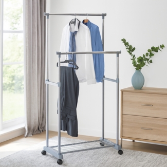 HTI-Living Metall, Kunststoff Rollkleiderständer, 2-stufig