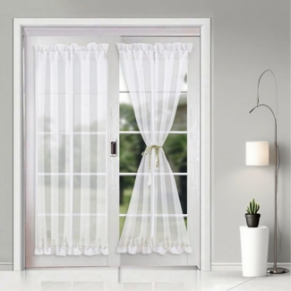 BTTO V&G Türvorhang Tür Vorhang Französischer Türvorhang Voile, Bistrostil Gardinen (1 St), mit Stangendurchzug, Lichtfilternd & Kindersicher, Maschinenwaschbar