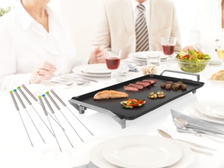 XXL Teppanyaki große Grillplatte 36x60cm, 6-8 Personen & Teppangabeln - 2500Watt