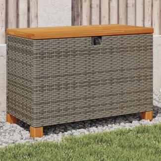 vidaXL Gartentruhe Grau 80x40x48 cm Poly Rattan Akazienholz 366283