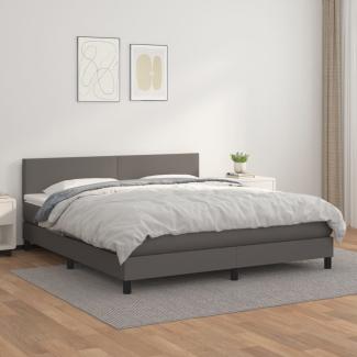 vidaXL Boxspringbett mit Matratze Grau 160x200 cm Kunstleder 3141015