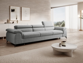 NEXT COLLECTION Sofa Plaza 3, Hohe Metallfüße, Elegante moderne Form, mit Schalffunktion, verstellbaren Kopfstützen