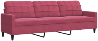 vidaXL 3-Sitzer-Sofa Weinrot 210 cm Samt 4007648